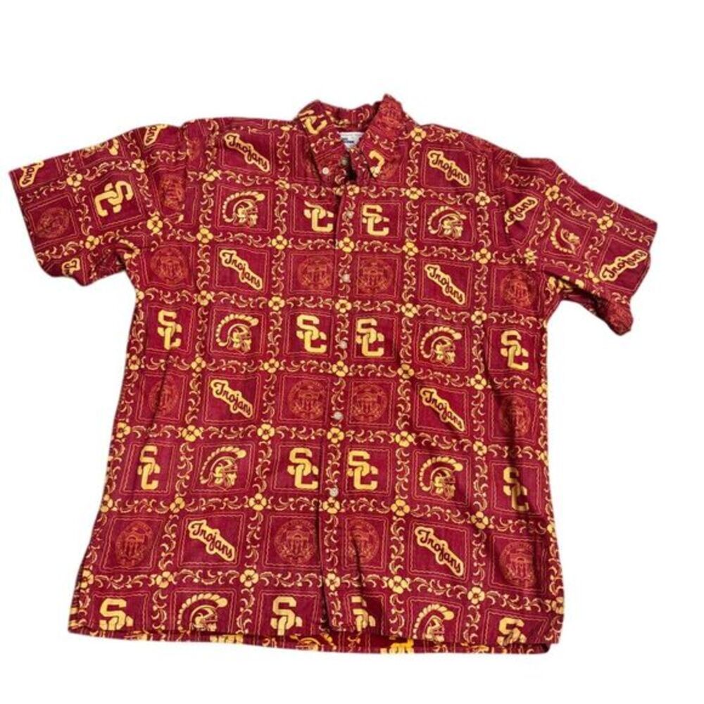 Reyn Spooner Exclusive USC Trojans Reverse Print Hawaiian SS‎ Shirt Size XL